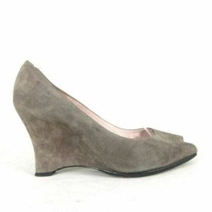 Delman Grey Suede Wedges